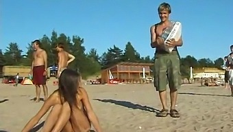 Young And Innocent-Looking Teenager Enjoys Nude Beach Activities