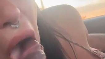 Melissa Lisboas Imponerende Muntlige Ferdigheter Og Melkeferdigheter Under En Biltur.